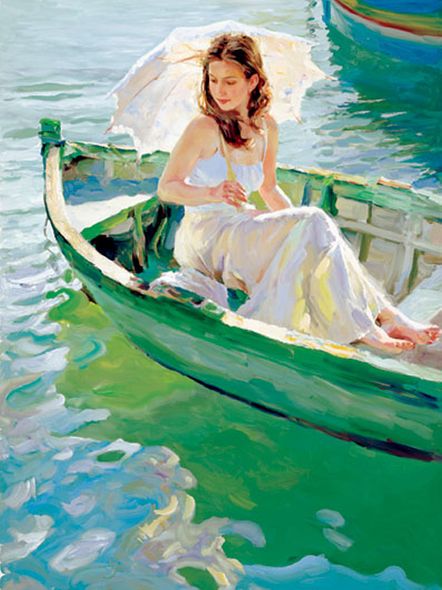 Vladimir Volegov 40x30 Limited Edition Hande Embellished Giclee on Canvas Small: "On the Lake"