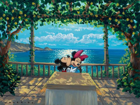 Walfrido Garcia Artist Signed Disney Ltd Ed Gallery Wrap Canvas:"Lunch Under the Lemon Trees"