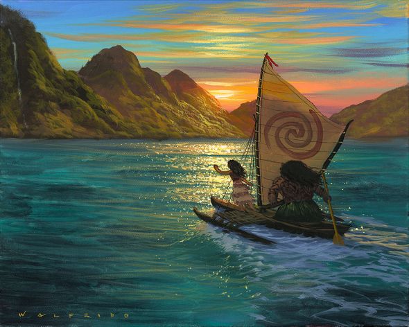 Walfrido Garcia Hand-Embellished Gicl&eacute;e on Canvas:"Sailing Into the Sun"