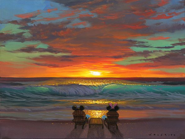 Walfrido Garcia Hand-Embellished Gicl&eacute;e on Canvas:"Sharing a Sunset"