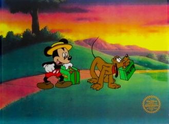 Walt Disney Studios Animation Art Sericel:"Mickey Mouse & Pluto Takes A Trip"