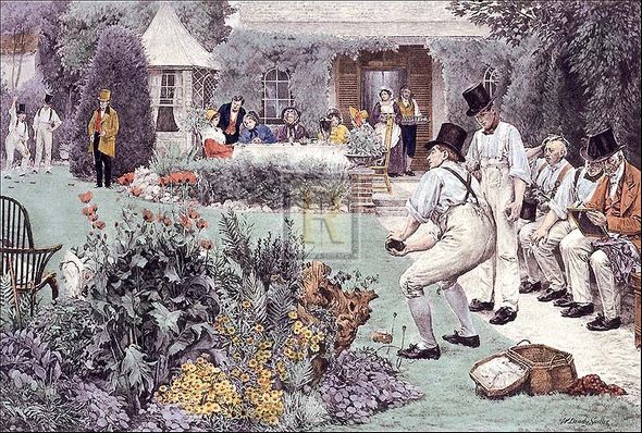 Walter Dendy Sadler Artist Hand Colored Copper Plate Printed Atelier Print:"Summer Bowls"