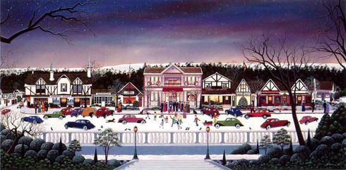 Wantanabe Serigraph on 100% Rag Paper:"Christmas in Cambria" Wantanabe Serigraph on 100% Rag Paper:"Christmas in Cambria"