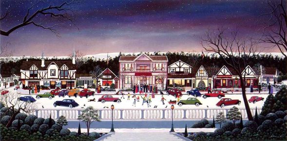 Wantanabe Serigraph on 100% Rag Paper:"Christmas in Cambria"