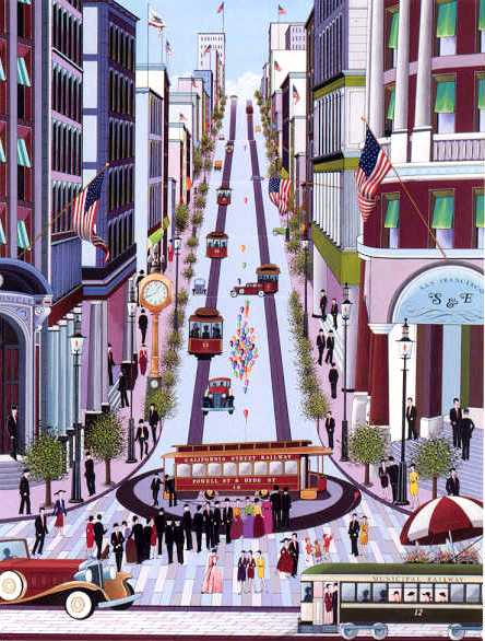 Wantanabe Serigraph on 100% Rag Paper:"Powell Street Cable Car"