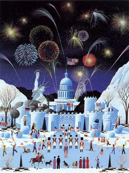 Wantanabe Serigraph on 100% Rag Paper:"Winter Carnival"