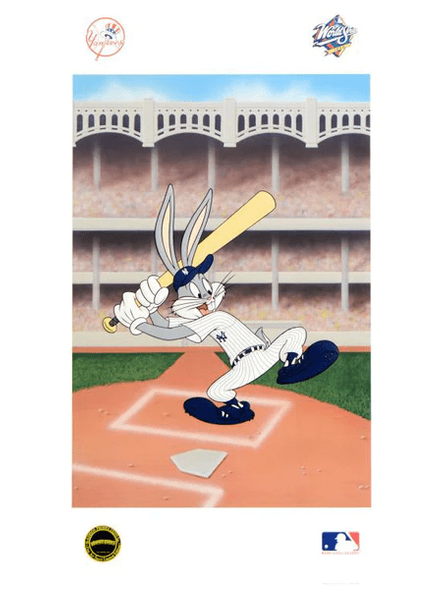 Warner Bros. Collectible Embossed Lithograph Print: "Bugs Bunny at Bat for the Yankees"