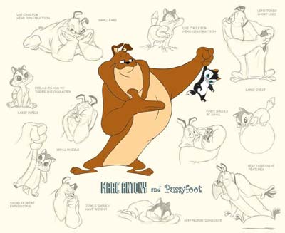 Warner Bros. Limited Edition Animation Art:"Marc Antony and Pussyfoot Model Sheet" 