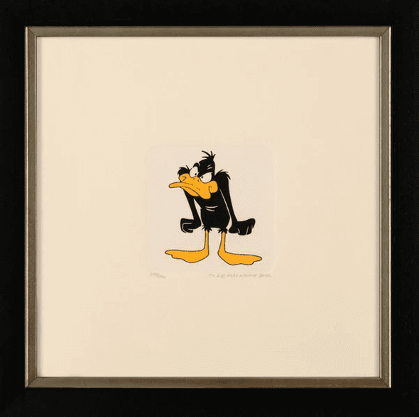 *ALL FRAMED Warner Bros. Limited Edition Etching on Paper with Hand Tinted Coloring: "Daffy Duck"