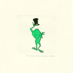 Warner Bros. Limited Edition Etching on Paper with Hand Tinted Coloring: "Michigan J. Frog"