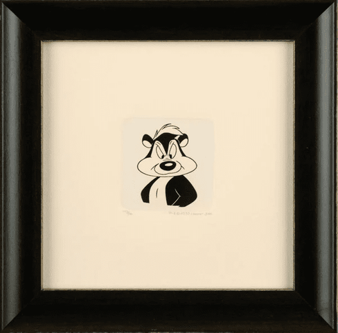 Warner Bros. Limited Edition Etching on Paper with Hand Tinted Coloring: "Pepe Le Pew"
