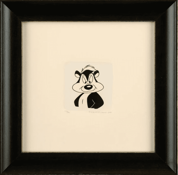 Warner Bros. Limited Edition Etching on Paper with Hand Tinted Coloring: "Pepe Le Pew"
