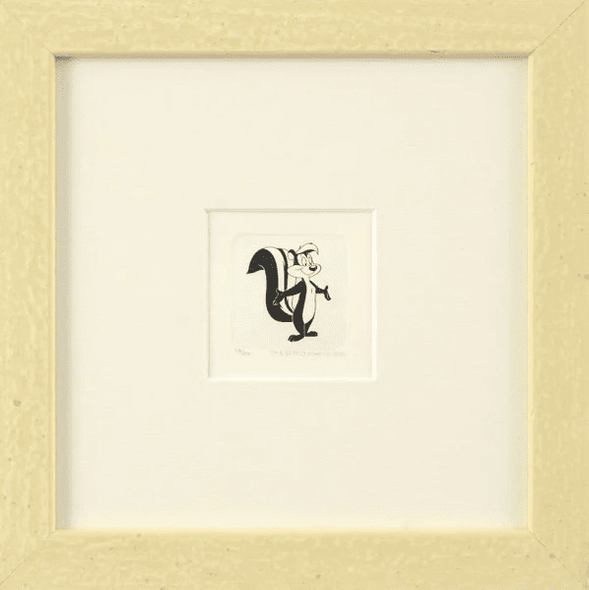 Warner Bros. Limited Edition Etching on Paper with Hand Tinted Coloring: "Pepe Le Pew"