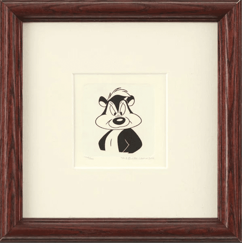 Warner Bros. Limited Edition Etching on Paper with Hand Tinted Coloring: "Pepe Le Pew" Warner Bros. Limited Edition Etching on Paper with Hand Tinted Coloring: "Pepe Le Pew"