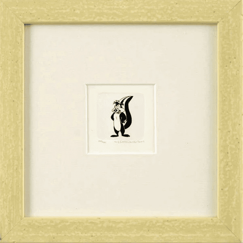 Warner Bros. Limited Edition Etching on Paper with Hand Tinted Coloring: "Pepe Le Pew"