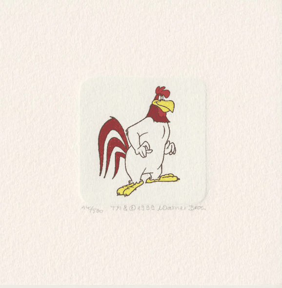 Warner Bros. Limited Edition Etching with Hand Tinted Coloring on Paper: "Foghorn Leghorn"