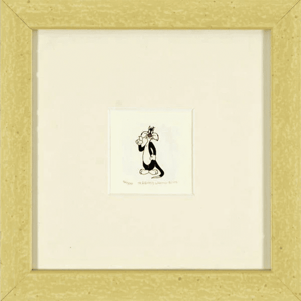 Warner Bros. Limited Edition Etching with Hand Tinted Coloring on Paper: "Sylvester the Cat"