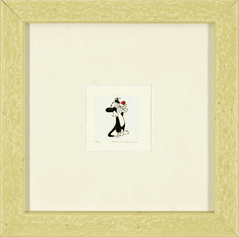 Warner Bros. Limited Edition Etching with Hand Tinted Coloring on Paper: "Sylvester the Cat"