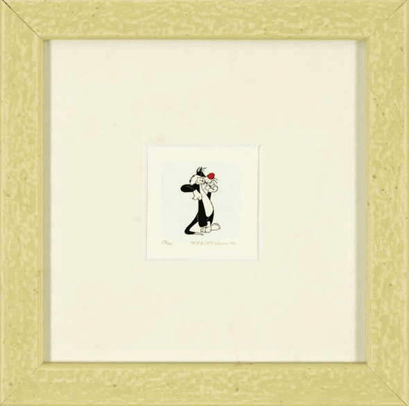 Warner Bros. Limited Edition Etching with Hand Tinted Coloring on Paper: "Sylvester the Cat"