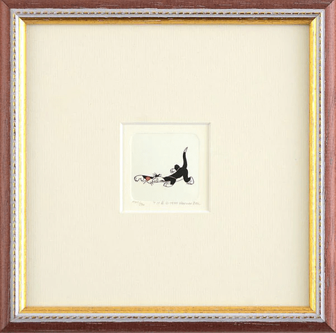 Warner Bros. Limited Edition Etching with Hand Tinted Coloring on Paper: "Sylvester the Cat"