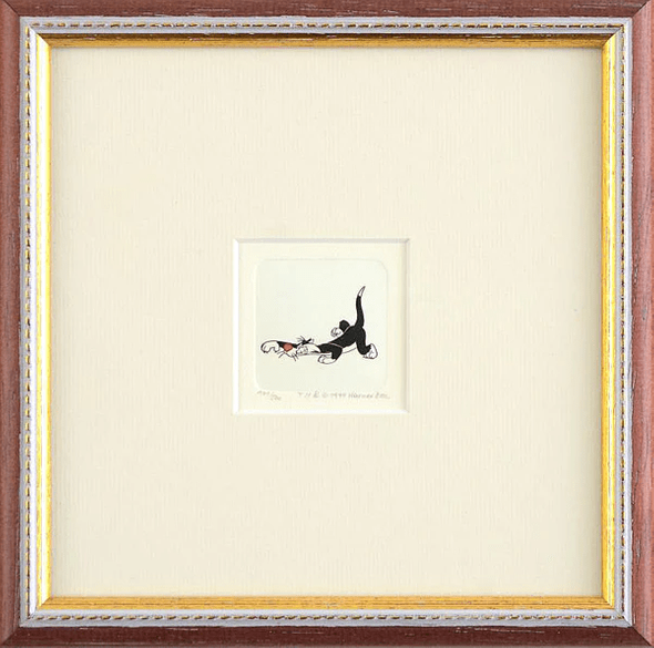 Warner Bros. Limited Edition Etching with Hand Tinted Coloring on Paper: "Sylvester the Cat"