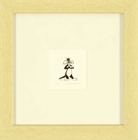 Warner Bros. Limited Edition Etching with Hand Tinted Coloring on Paper: "Sylvester the Cat"