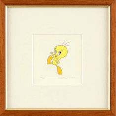 Warner Bros. Limited Edition Etching with Hand Tinted Coloring on Paper: "Tweety Bird"