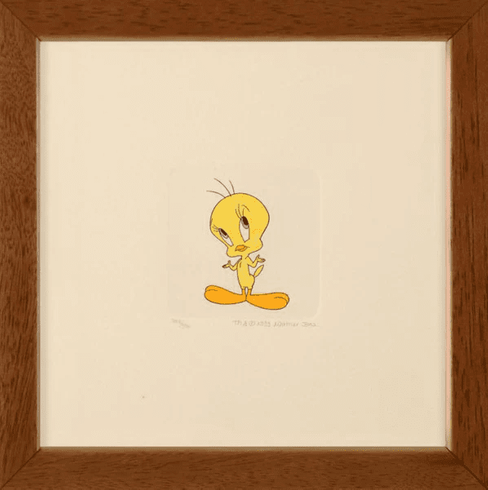 Warner Bros. Limited Edition Etching with Hand Tinted Coloring on Paper: "Tweety Bird"
