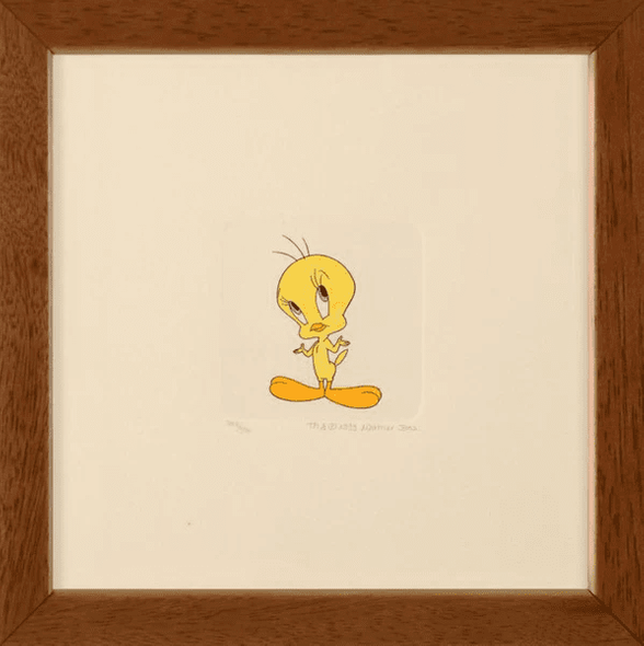 Warner Bros. Limited Edition Etching with Hand Tinted Coloring on Paper: "Tweety Bird"