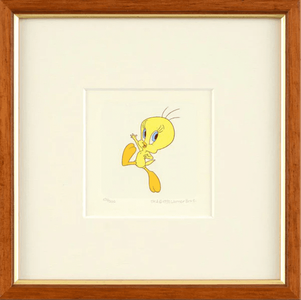 Warner Bros. Limited Edition Etching with Hand Tinted Coloring on Paper: "Tweety Bird"