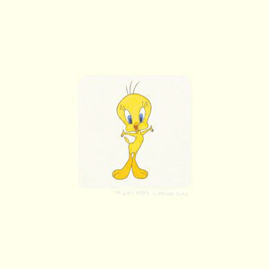 Warner Bros. Limited Edition Etching with Hand Tinted Coloring on Paper: "Tweety Bird"