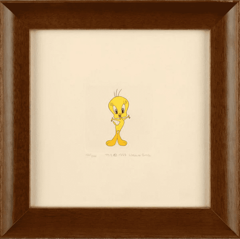 Warner Bros. Limited Edition Etching with Hand Tinted Coloring on Paper: "Tweety Bird" Warner Bros. Limited Edition Etching with Hand Tinted Coloring on Paper: "Tweety Bird"