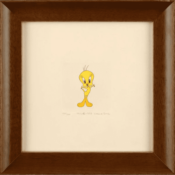Warner Bros. Limited Edition Etching with Hand Tinted Coloring on Paper: "Tweety Bird"