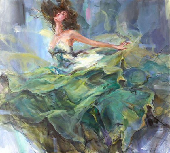 Anna Razumovskaya Hand Signed and Numbered Limited Edition Artist Embellished Canvas Giclee:"Breakaway 1 "