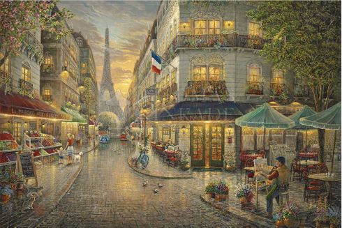 Thomas Kinkade Studios Limited Edition Giclee Print:"Paris Cafe"