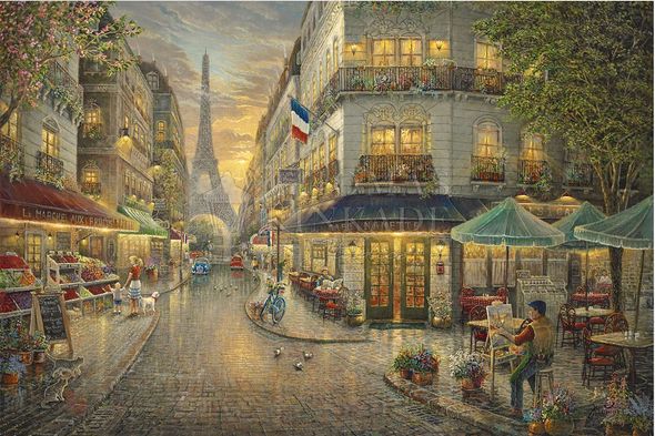 Thomas Kinkade Studios Limited Edition Giclee Print:"Paris Cafe"