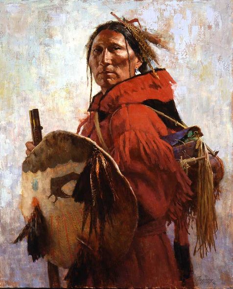Howard Terpning Artist Signed Limited Edition Canvas Giclee:"Red Blanket Coat"