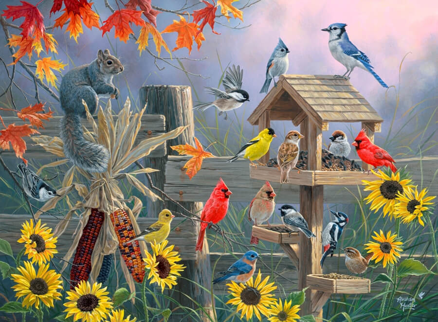 Abraham Hunter Artist Hand Signed Limited Edition Embellished Canvas Giclee:"Autumn Gathering"