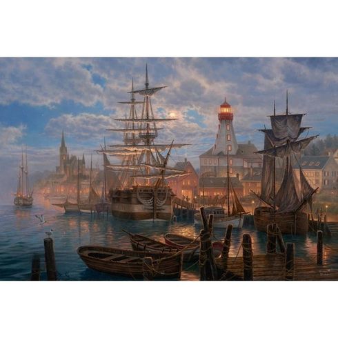 Abraham Hunter Artist Signed Embellished Limited Edition Canvas Giclee:"Safe Harbor"