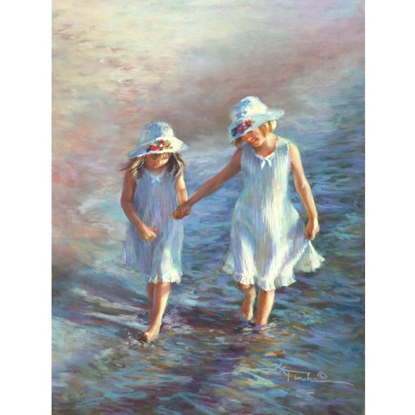 Kathryn Fincher Artist Signed Limited Edition Canvas Giclee:"Take Care of Your Sister"