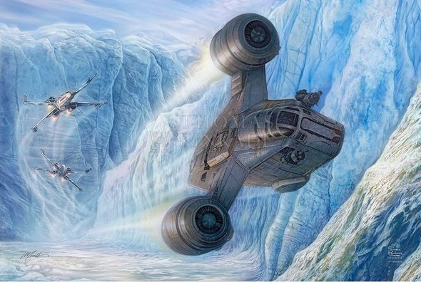 Thomas Kinkade Studios Star Wars Limited Edition Giclee Print:"The Mandalorian™ – Cold Pursuit"