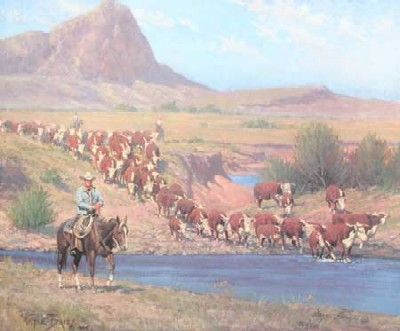 Wayne Baize Hand Signed and Numbered Limited Edition Lithograph On Paper "The Main Herd"