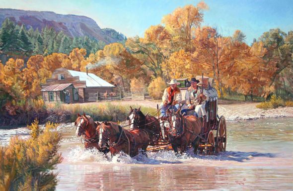 Wayne Justus Limited Edition Canvas Giclee:"Piedra Stage Stop"