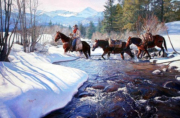Wayne Justus Limited Edition Canvas Giclee:"Rocky Mountain Outfitter"