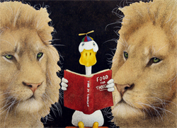 Will Bullas Fine Art Open Edition Canvas :"Reading Between the Lions"
