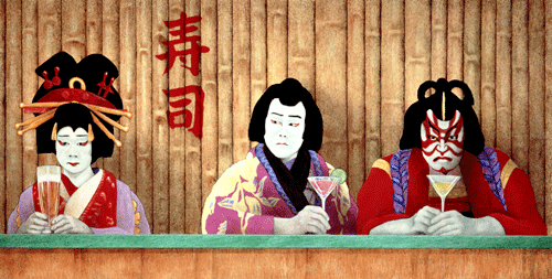 Will Bullas Fine Art Open Edition Canvas :"Sushi Bar"