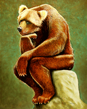 Will Bullas Fine Art Signed Open Edition Canvas :"Does a Bear Sit in the Woods?"