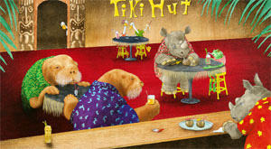 Will Bullas Fine Art Signed Open Edition Canvas :"Tiki Hut Lounge" Will Bullas Fine Art Signed Open Edition Canvas :"Tiki Hut Lounge"