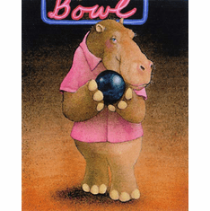 Will Bullas Fine Art Signed Open Edition Paper :"Hippo Bowl"
