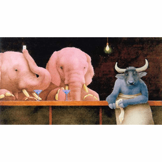 Will Bullas Fine Art Signed Open Edition Paper :"Pink Elephants & Blue Martinis"